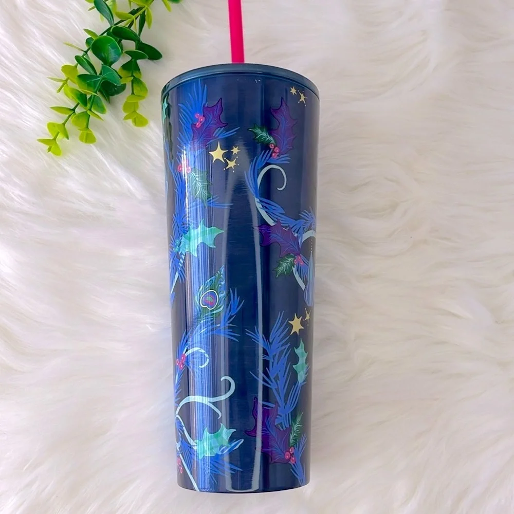 Starbucks Holiday 2024 Blue Pine & Feather Tumbler‎